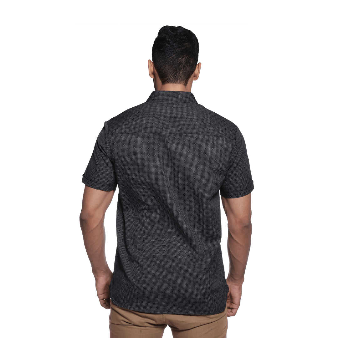 MEN’S 100% COTTON HALF SLEEVE SHIRT - BLACK - N A S H