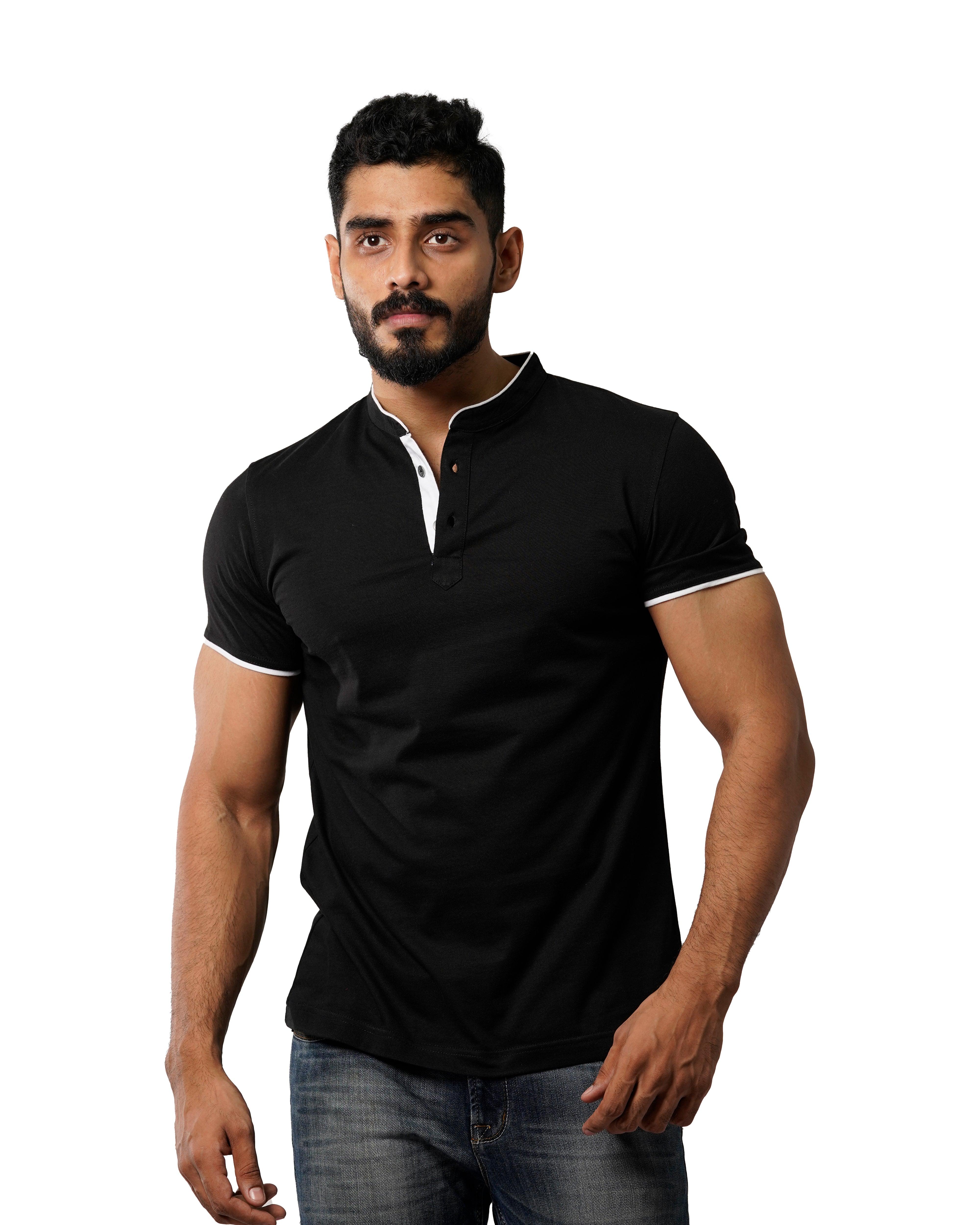 Open collar t shirt sale