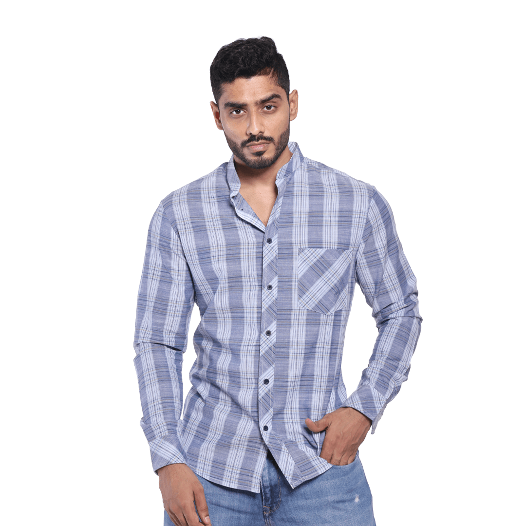 MEN’S 100% COTTON FULL SLEEVE SHIRT - BLUE - N A S H