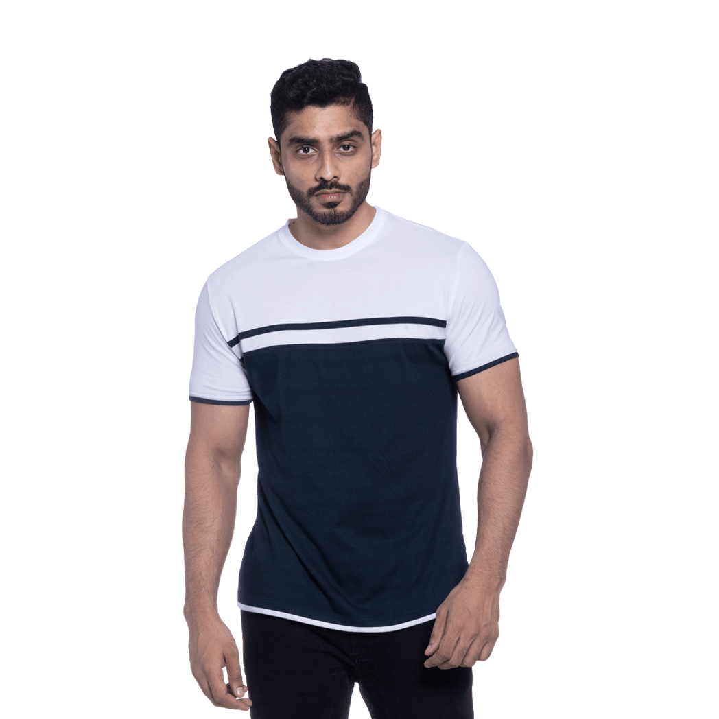 Crew Neck Dual Colour Half Sleeve T-Shirts. - N A S H